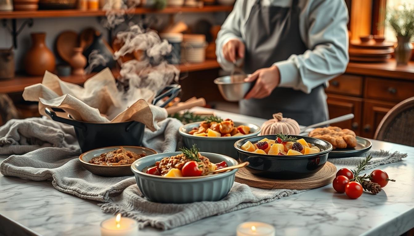 Fresh seasonal ingredients arranged for home cooking